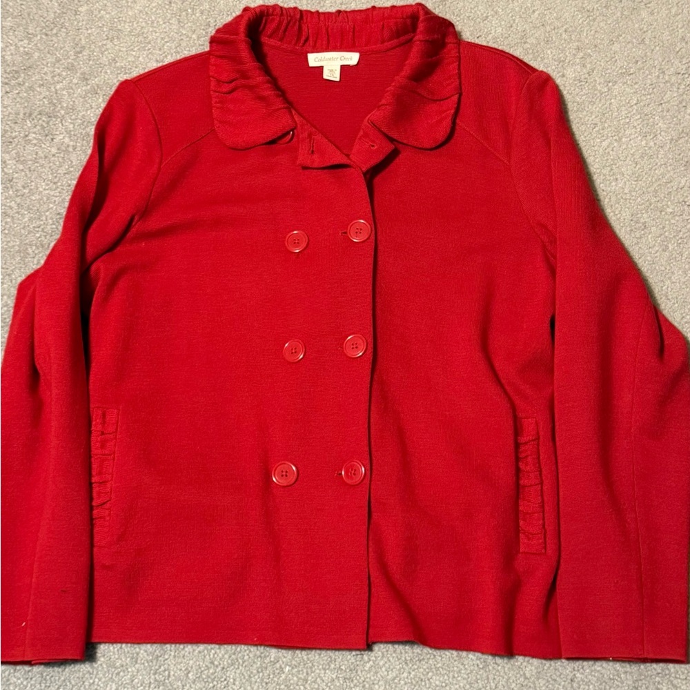 Coldwater Creek Vibrant Red Double Breast Sweater size 1X